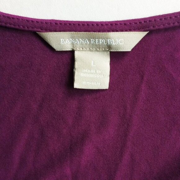 Banana Republic Ruched Faux Wrap Dress L Purple Burgundy - Picture 4 of 5